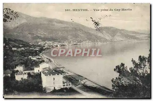 Cartes postales Menton Vue Prise du Cap Martin