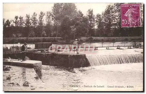 Cartes postales Clamecy Perthuis de Laforet Grand deversoir Peche pecheur