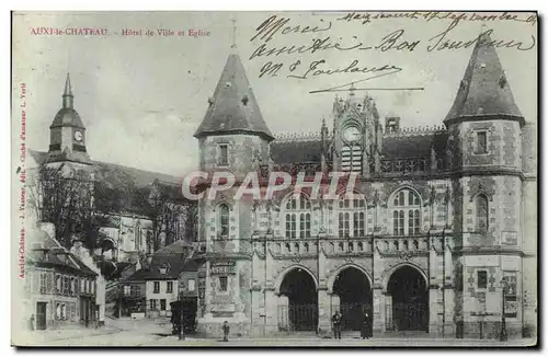 Cartes postales Auxi le Chateau Hotel de ville et Eglise