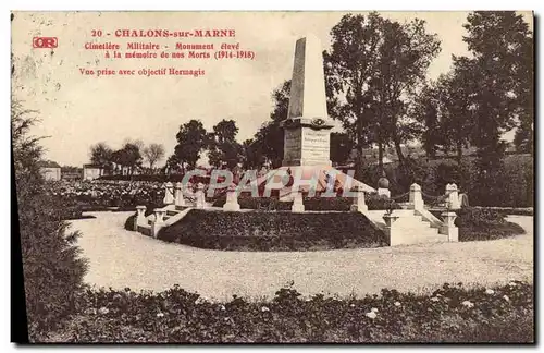 Cartes postales Chalons Sur Marne Cimetiere militaire Monument eleve a la memoire de nos morts Militaria