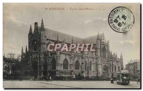 Cartes postales Bordeaux Eglise Saint Michel Tramway
