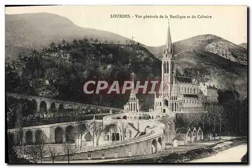 Cartes postales Lourdes Vue Generale de la Basilique et du Calvaire