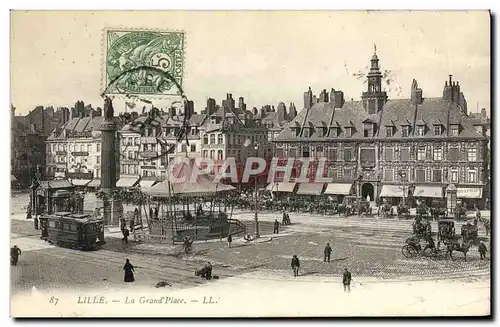 Ansichtskarte AK Lille La Grand Place Tramway