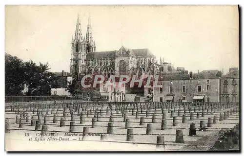 Cartes postales Cholet Marche aux bestiaux et Eglise Notre Dame