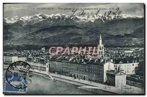 Cartes postales Grenoble Vue Generale et la Chaine des Alpes