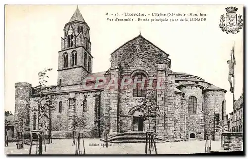 Cartes postales Uzerche L'Eglise Vue d'ensemble Entree principale place de la Lunade