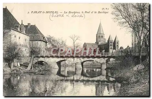 Ansichtskarte AK Parlay Le Monial La Bourbince le Pont et la Basilique