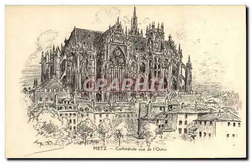 Cartes postales Metz Cathedrale vue de l'Ouest
