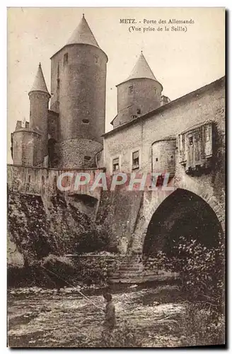 Ansichtskarte AK Metz Porte des Allemands Vue prise de la Seille Peche Pecheur