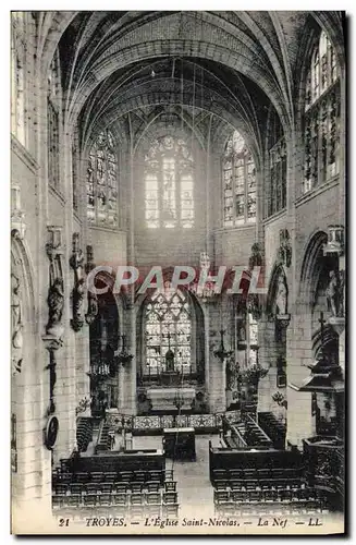 Cartes postales Troyes L'Eglise Saint Nicolas La nef
