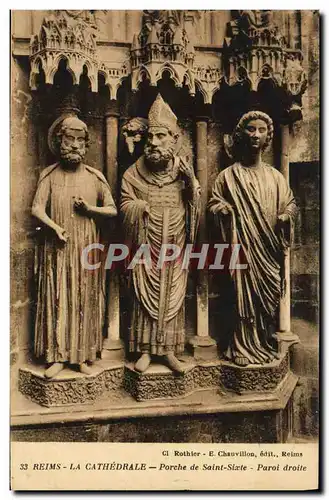 Ansichtskarte AK Reims La Cathedrale Porche De Saint Sixte Paroi droite