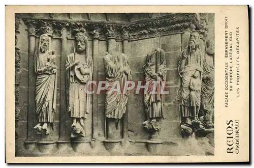 Cartes postales Reims La Cathedrale Les prophetes decapites Facade occidentale