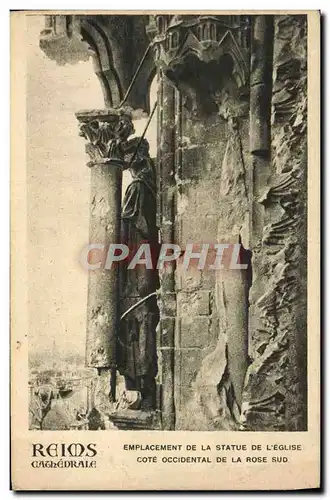 Cartes postales Reims Cathedrale Emplacement de la statue de l&#39eglise Cote occidental de la rose sud