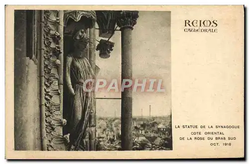 Cartes postales Reims Cathedrale La statue de la synagogue Cote oriental