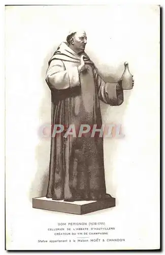Cartes postales Dom Perignon Cellerier de l'abbaye d'Hautvillers Createur du vin de Champagne