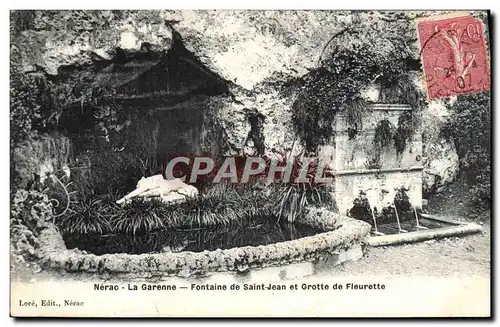 Cartes postales Nerac La Garenne Fontaine De Saintn Jean Et Grotte De Fleurette