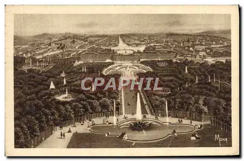 Cartes postales Versailles Le chateau et les jardins de Versailles vus a vol d&#39oiseau