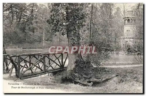 Cartes postales Versailles Hameau de Marie Antoinette Tour de Malborough et pont rustique