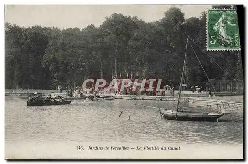 Cartes postales Versailles La Flottille du Canal Bateau