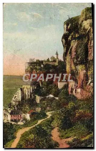 Cartes postales Rocamadour Le Roche et le Chateau En bas le nouvel Hotel