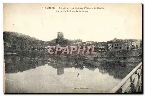 Cartes postales Luzech Le Canal le Chateau Feodal Le donjon Vue prise du pont de la Douve