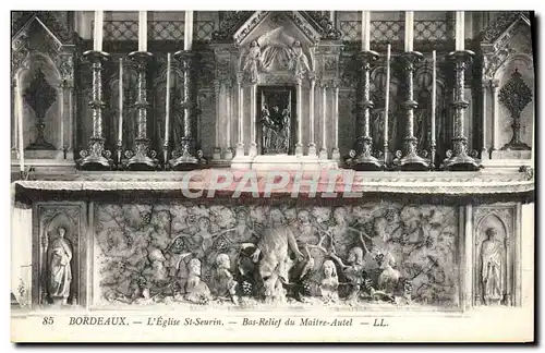 Cartes postales Bordeaux L'Eglise St Seurin Bas relief du maitre autel