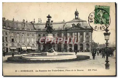 Ansichtskarte AK Bordeaux La Fontaine des Trois Graces Place de la Bourse