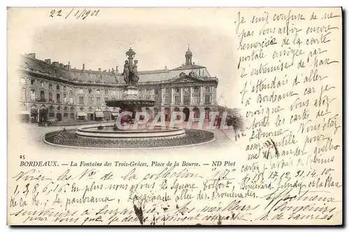 Cartes postales Bordeaux La Fontaine des Trois Graces Place de la Bourse