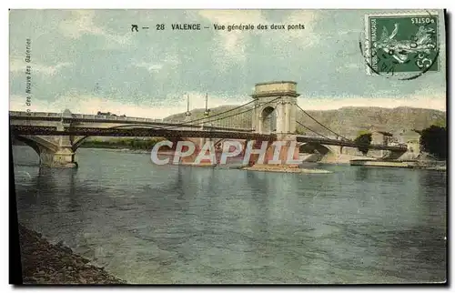 Ansichtskarte AK Valence Vue Generale des Deux Ponts