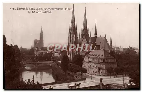 Ansichtskarte AK Strasbourg L&#39Eglise Protestante St Paul et la cathedrale