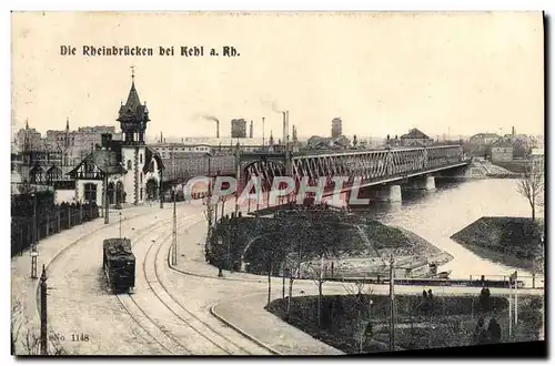 Ansichtskarte AK Die Rheinbrucken Bei Kehl Tramway