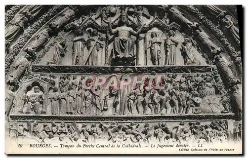 Cartes postales Bourges Tympen du Porche Central de la Cathedrale Le jugement dernier