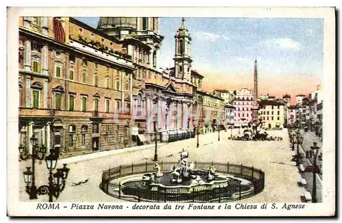 Cartes postales Roma Piazza Navona Decorata da tre Fontane e la Chiesa di S Agnese