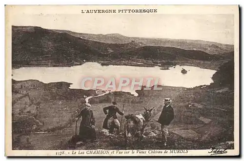 Ansichtskarte AK L&#39Auvergne Pittoresque Le Lac Chambon et vue sur le vieux chateau de Murols Ane