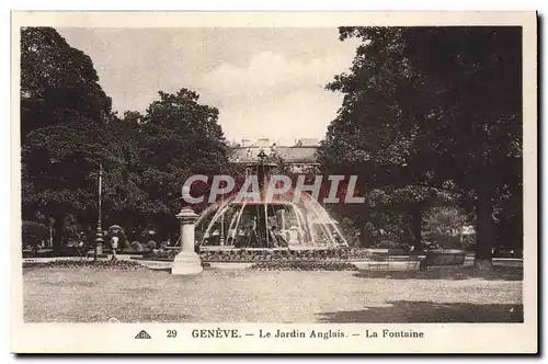 Cartes postales Geneve Le jardin anglais La fontaine