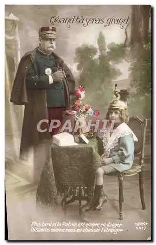 Cartes postales Quand tu serds grand Enfant Militaria