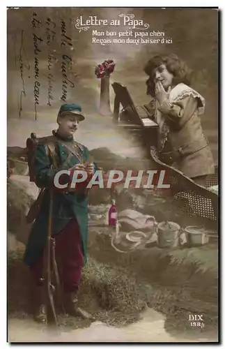 Cartes postales Fantaisie Enfant Lettre au Papa Militaria