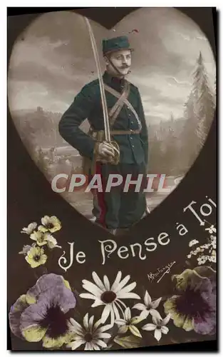 Cartes postales Fantaisie Homme Soldat Militaria Coeur