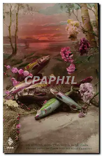 Cartes postales Fantaisie Poissons Paques