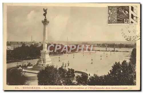 Cartes postales Bordeaux Le Monument des Girondine et l'Esplanade des Quinconces