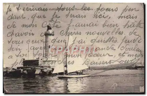 Ansichtskarte AK Marseile Le phare Sainte Marie Bateau