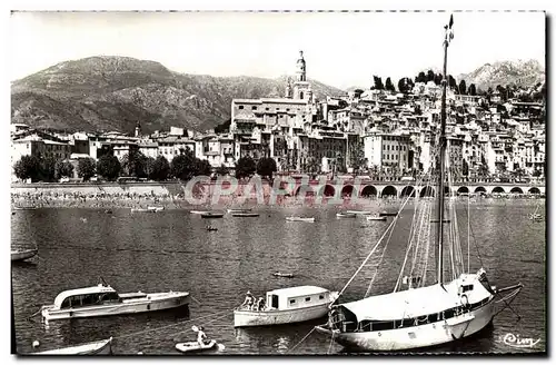 Moderne Karte Menton La vieille ville et le port Bateaux