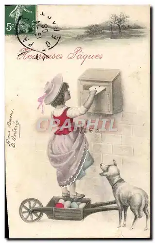 Cartes postales Fantaisie Enfant Agneau Boite aux lettres