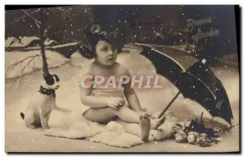 Cartes postales Fantaisie Enfant Chien Chiot