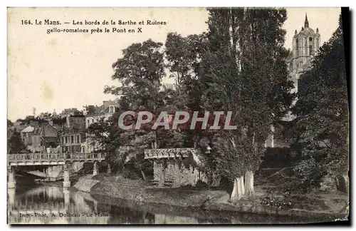 Cartes postales Le Mans Les Bords De La Sarthe Et Ruines gallo romaines pres le Pont en X