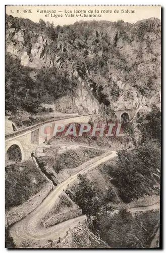 Cartes postales Vernayaz Les Lacets De La Route De Salvan et ligne Valais Chamonic