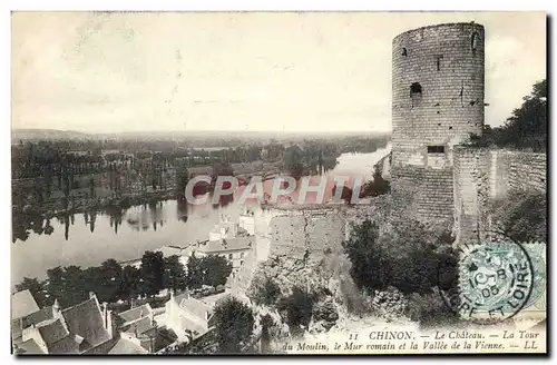 Ansichtskarte AK Chinon le chateau La tour du moulin le mur romain et la vallee de la Vienne