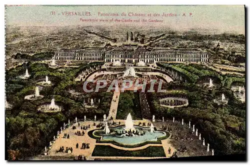 Cartes postales Versailles Panorama Du Chateau Et Des Jardins