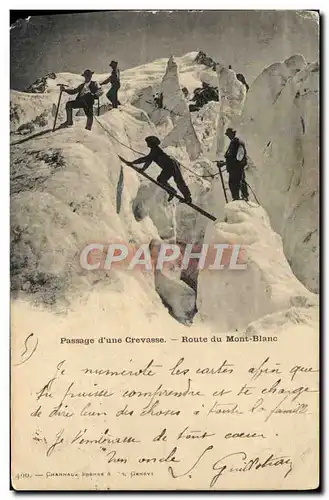 Cartes postales Passage D&#39Une Crevasse Route Du Mont Blanc Alpinisme