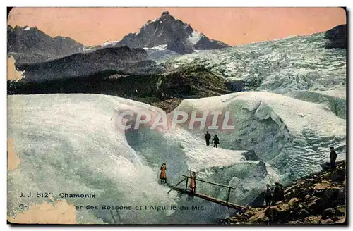 Cartes postales Chamonix Glacier des Bossons et l&#39aiguille du Midi